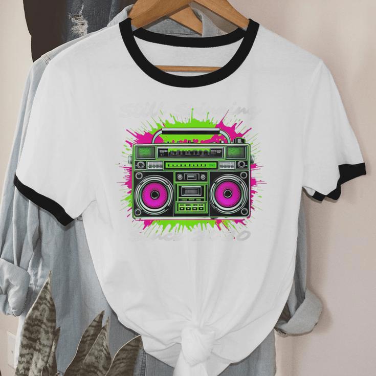 Y2K Home DJ Quarantine Nostalgia Boombox Party Unisex Cotton Ringer T-Shirt