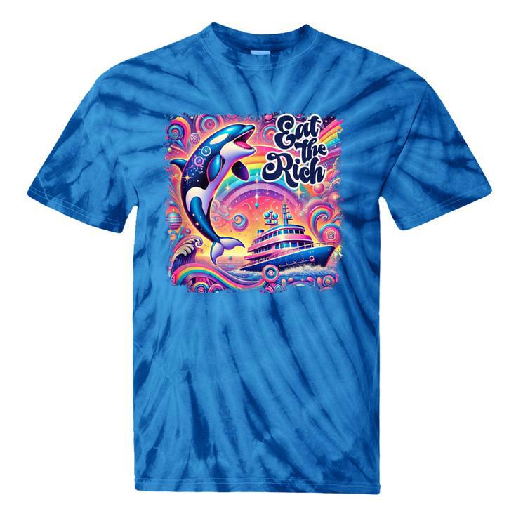 EAT THE RICH 90S NOSTALGIA WHALE ORCA YAHCT RETRO Tie-Dye T-Shirts