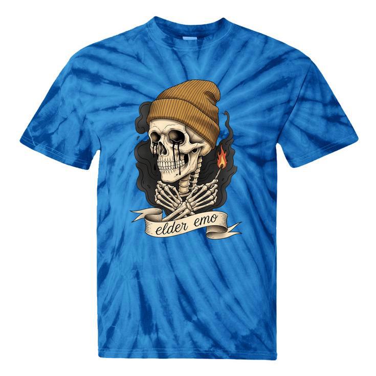 Elder Emo Skeleton Beanie Nostalgia Scene Aesthetic Tie-Dye T-Shirts