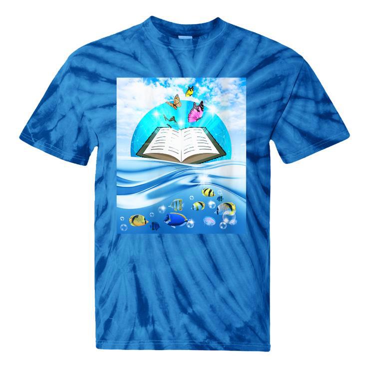 Frutiger Aero Aesthetic Tech Book Butterfly Tie-Dye T-Shirts