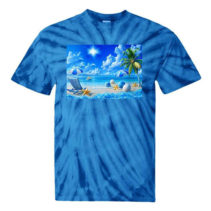Frutiger Aero Beach Y2k Aesthetic Palm Tree Sand Ocean Tie-Dye T-Shirts