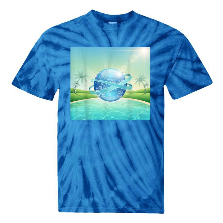 Frutiger Aero Y2k Aesthetic Palm Trees Cyber Beach World Tie-Dye T-Shirts