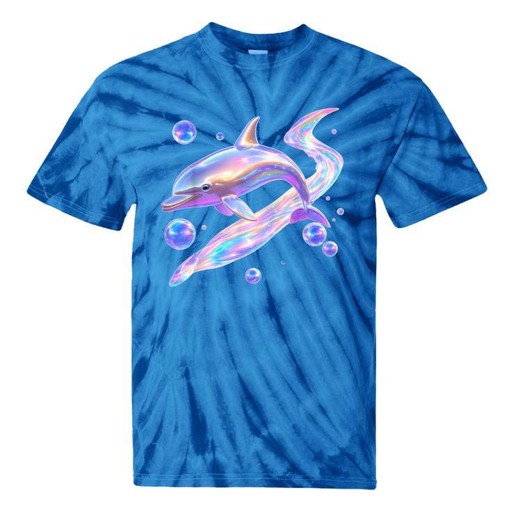 Frutiger Aero Y2K Chrome Dolphin Tie-Dye T-Shirts
