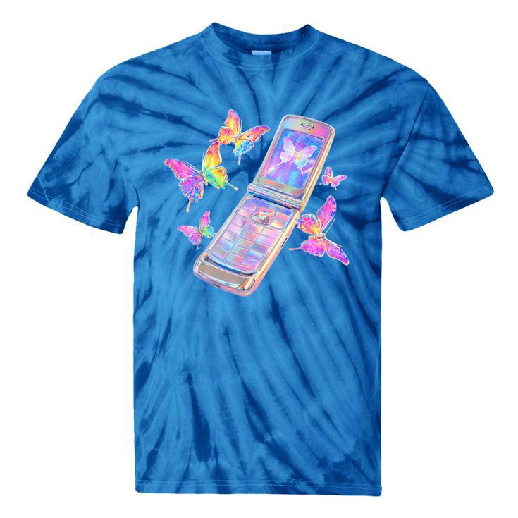 Frutiger Aero Y2K Chrome Phone Butterfly Tie-Dye T-Shirts