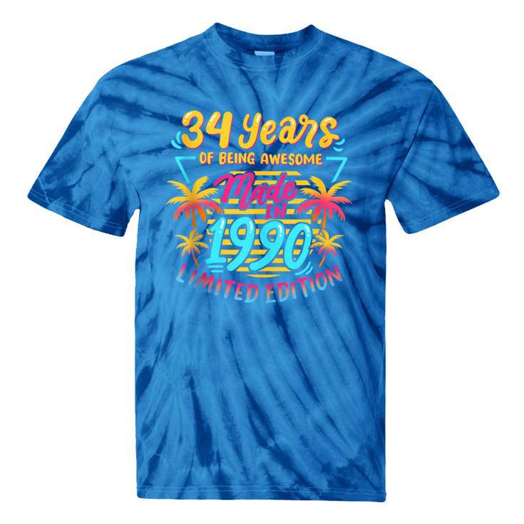 Made In 1990 Limited Edition 90s Nostalgia 34th Birthday Tie-Dye T-Shirts