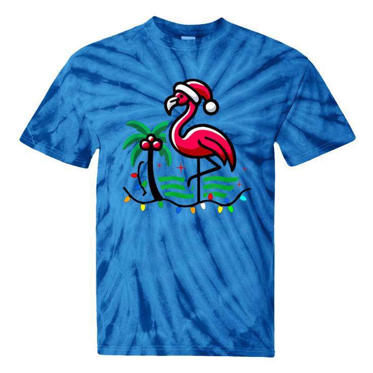 Nostalgia Holiday Tees -Adult Christmas Flamingo Small Short Sleeve Crew Neck Cotton Polyester Lightweight Ribbed Cuff Winter Tie-Dye T-Shirts