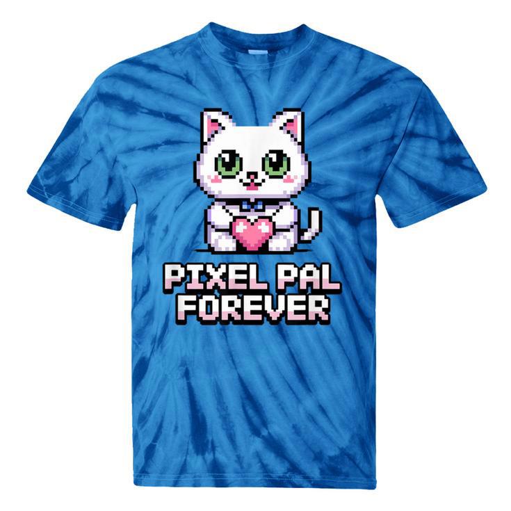 Pixel Art Pet Cat Y2K Retro Vintage Digital Nostalgia Tech Tie-Dye T-Shirts