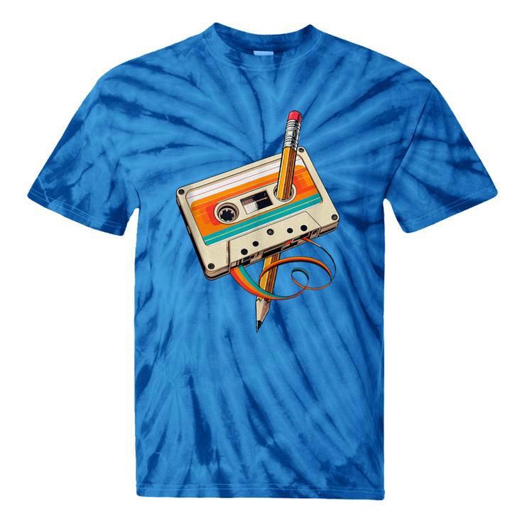 Retro Cassette Tape & Pencil Rewind Nostalgia Party 80s 90s Tie-Dye T-Shirts