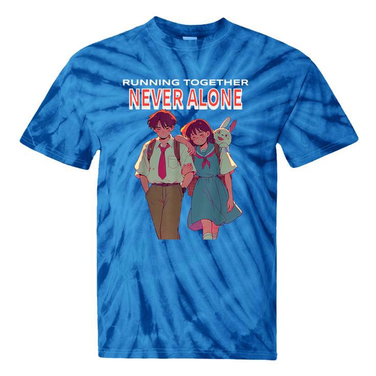 Running Together Always Connected Anime Nostalgia Message Tie-Dye T-Shirts