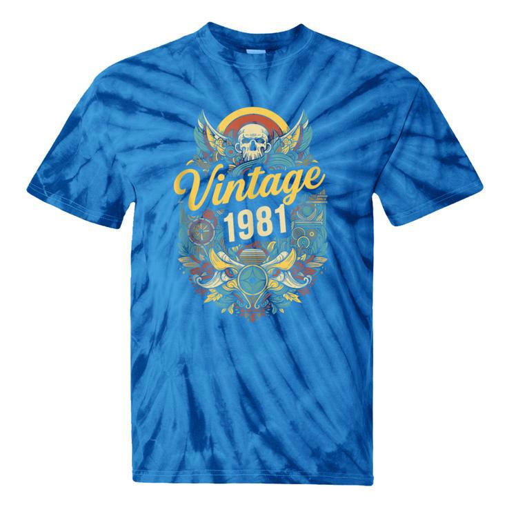 Vintage 1981 Retro Badge Nostalgia Eighties Compass Skull Tie-Dye T-Shirts