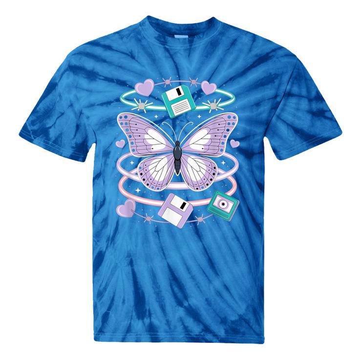 Y2K Butterfly Floppy Disk Art Digital Nostalgia Tie-Dye T-Shirts