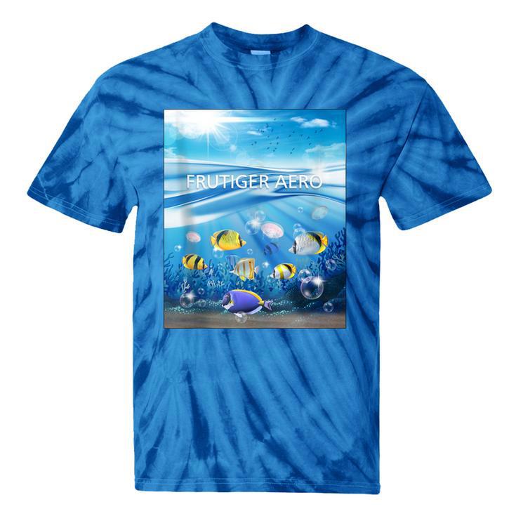 Frutiger Aero Aesthetic Tech Ocean Underwater Fishes Tie-Dye T-Shirts