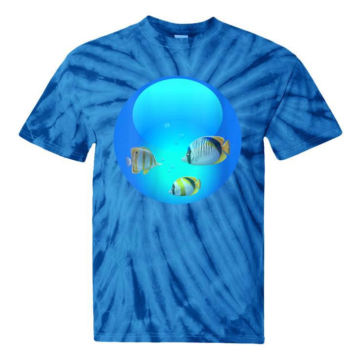 Frutiger Aero Aesthetic Tech Orb Fishes Tie-Dye T-Shirts