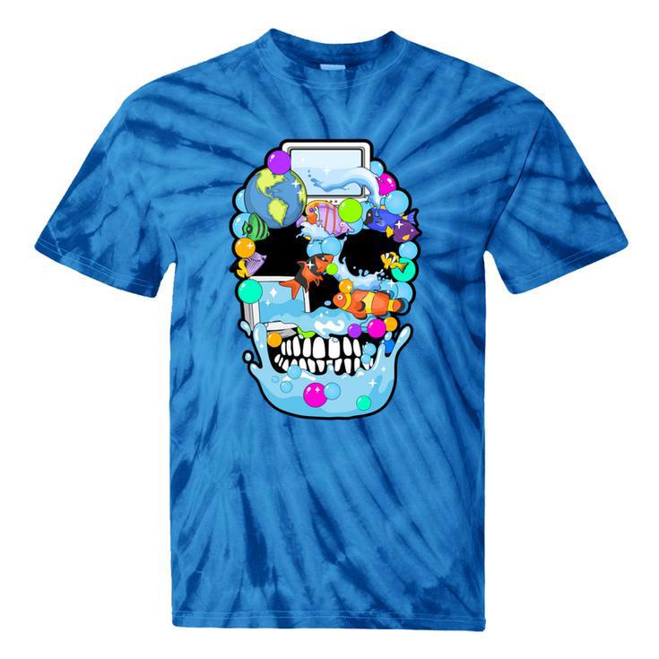 Frutiger Aero Aesthetic Tech Skull Computer Fishes Tie-Dye T-Shirts