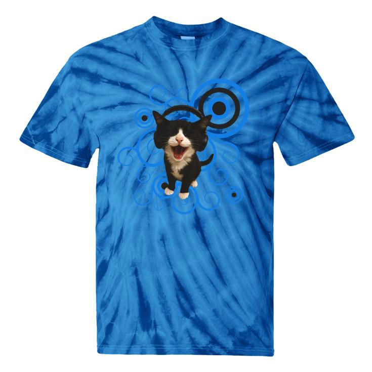 Frutiger Aero Cat Meme Headphone Kitty Cat Lover Tie-Dye T-Shirts