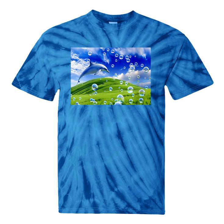 Frutiger Aero Dolphin Meadow Aesthetic Y2k 2000s Ironic Tie-Dye T-Shirts