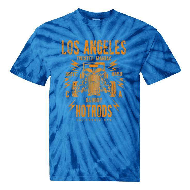 Los Angeles Hotrods Automotive Nostalgia Distressed Premium Tri-Blend Tie-Dye T-Shirts