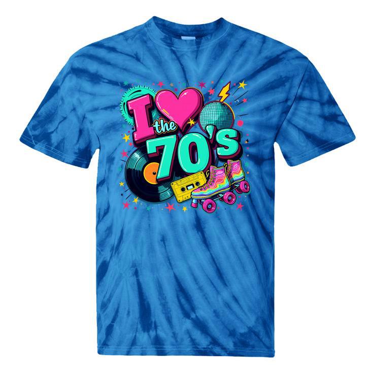 I Love The 70s Retro Cassette Roller Vinyl Disco Nostalgia Premium Tri-Blend Tie-Dye T-Shirts