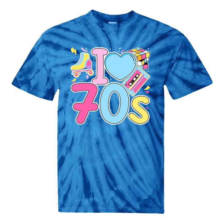 I Love 70's Retro Style Nostalgia Vibe 1970's Party Premium Tri-Blend Tie-Dye T-Shirts