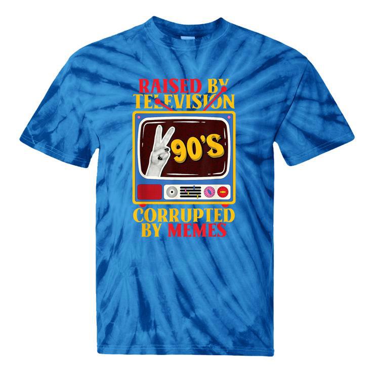 Raised By Television Corrupted By Memes Internet Nostalgia Tie-Dye T-Shirts
