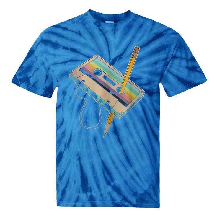 Retro Cassette And Pencil 80s 90s Nostalgia Music Lover Tie-Dye T-Shirts