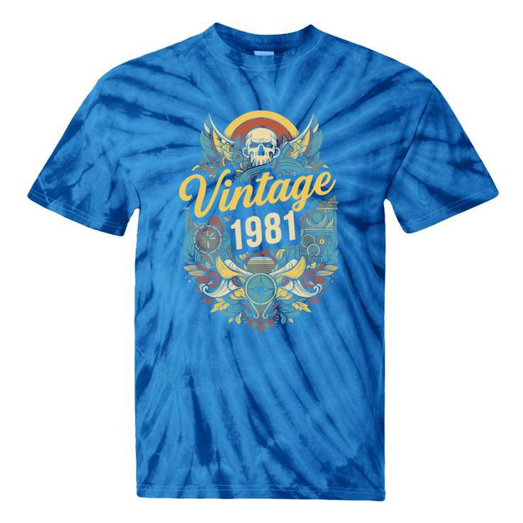 Vintage 1981 Retro Badge Nostalgia Eighties Compass Skull Tie-Dye T-Shirts