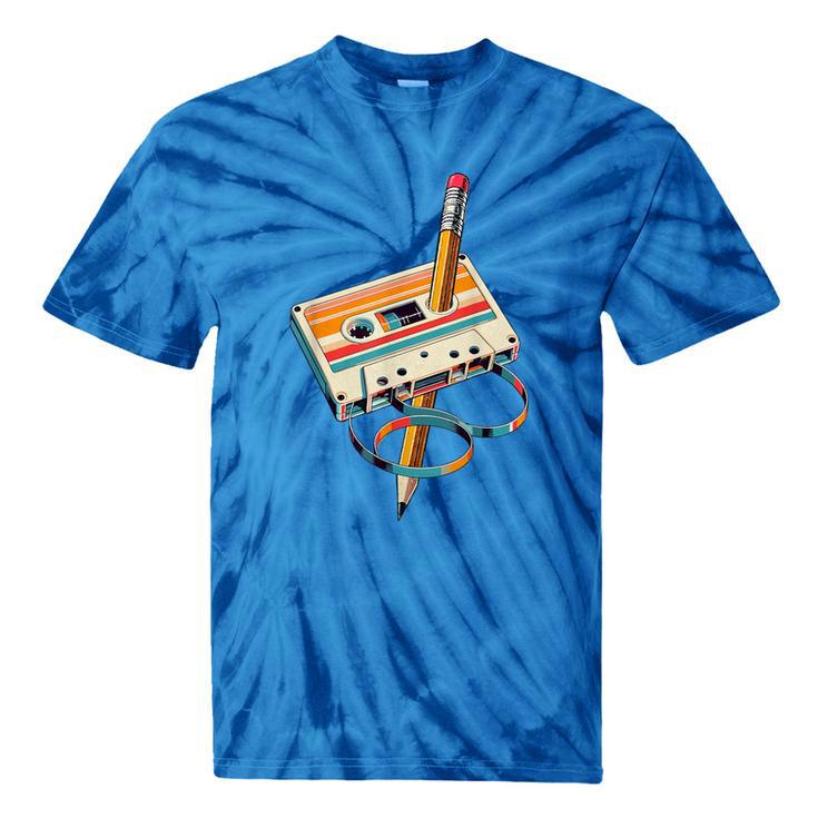 Vintage Cassette Tape And Pencil Nostalgia Party 70s 80s 90s Tie-Dye T-Shirts