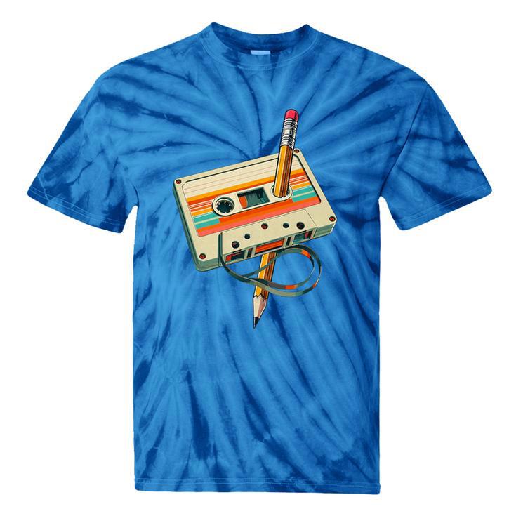 Vintage Pencil Rewind Cassette Tape Nostalgia Party 80s 90s Premium Tie-Dye T-Shirts