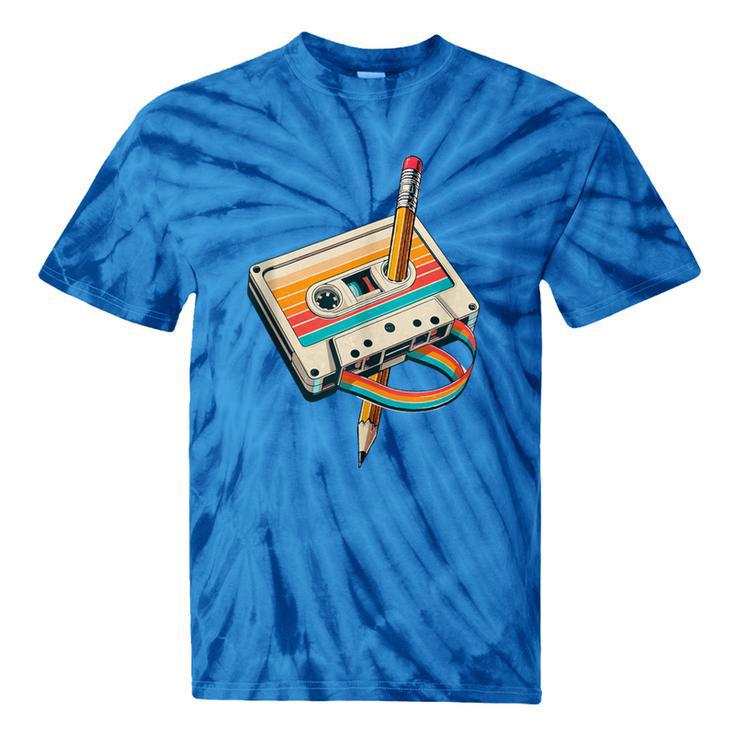 Vintage Pencil Rewind Cassette Tape Nostalgia Party 80s 90s Tie-Dye T-Shirts