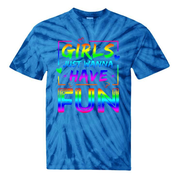 80's Girls Just Wanna Have Fun Nostalgia 1980s Style Premium Tri-Blend Tie-Dye T-Shirts