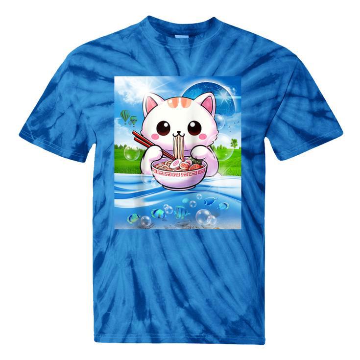 Frutiger Aero Aesthetic Tech Kawaii Ramen Cat Fishes Raglan Baseball Tee Tie-Dye T-Shirts