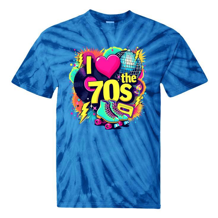 I Love The 70s Retro Cassette Roller Vinyl Nostalgia Vibes Premium Tri-Blend Tie-Dye T-Shirts