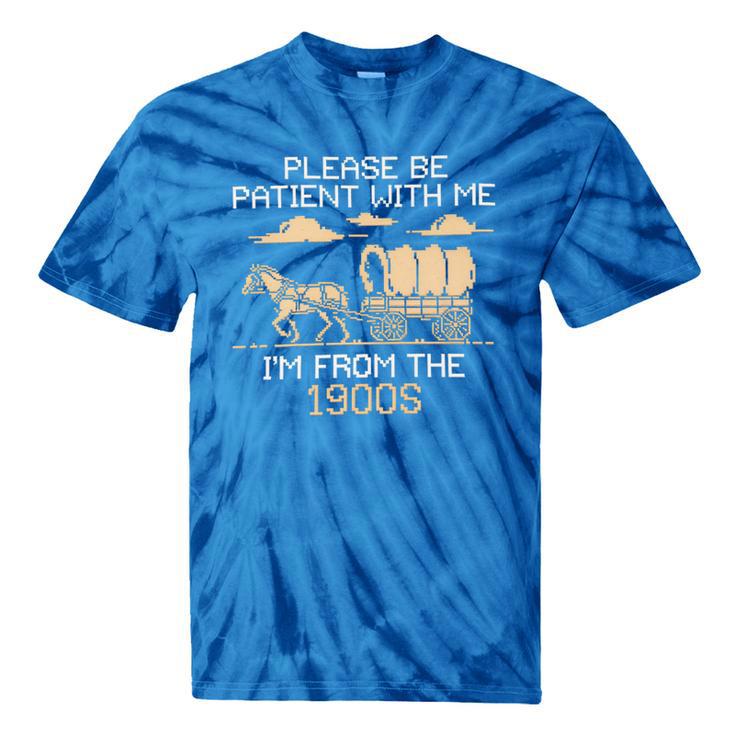 Please Be Patient I'm From The 1900s Retro Pixel Horse Wagon Premium Tie-Dye T-Shirts