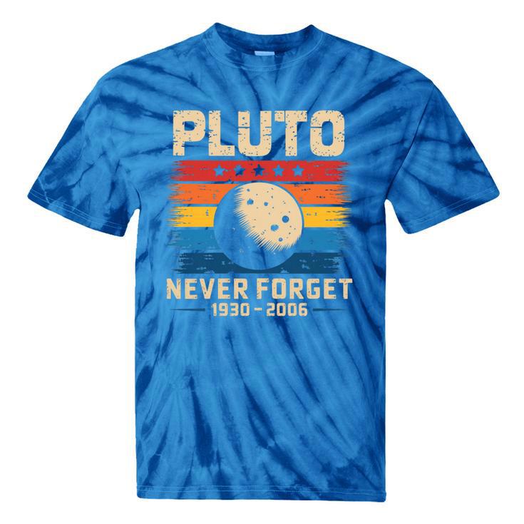 Pluto Never Forget Space Nostalgia Astronomy Humor Premium Tri-Blend Tie-Dye T-Shirts