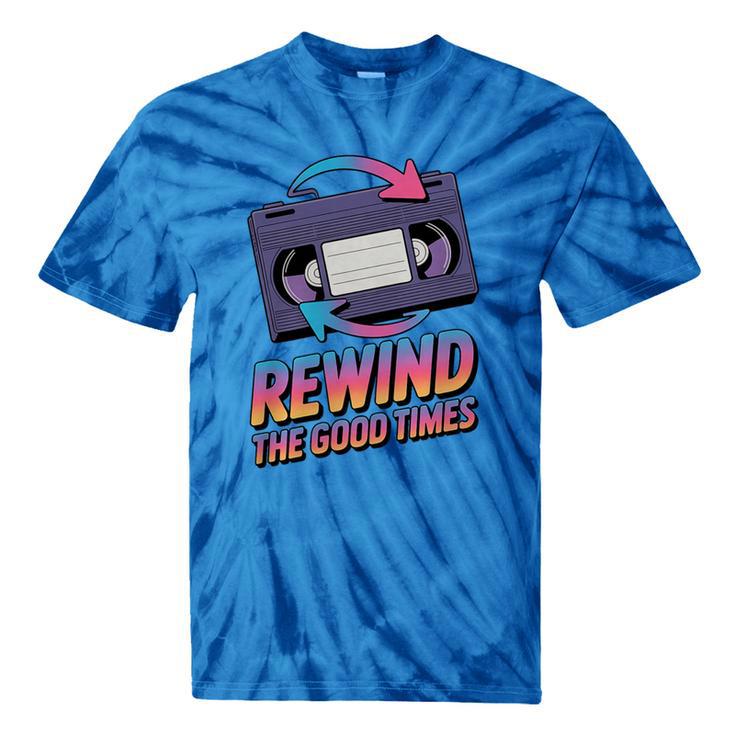 Rewind Good Times Retro VHS Tape Nostalgia 80s 90s Premium Tri-Blend Tie-Dye T-Shirts