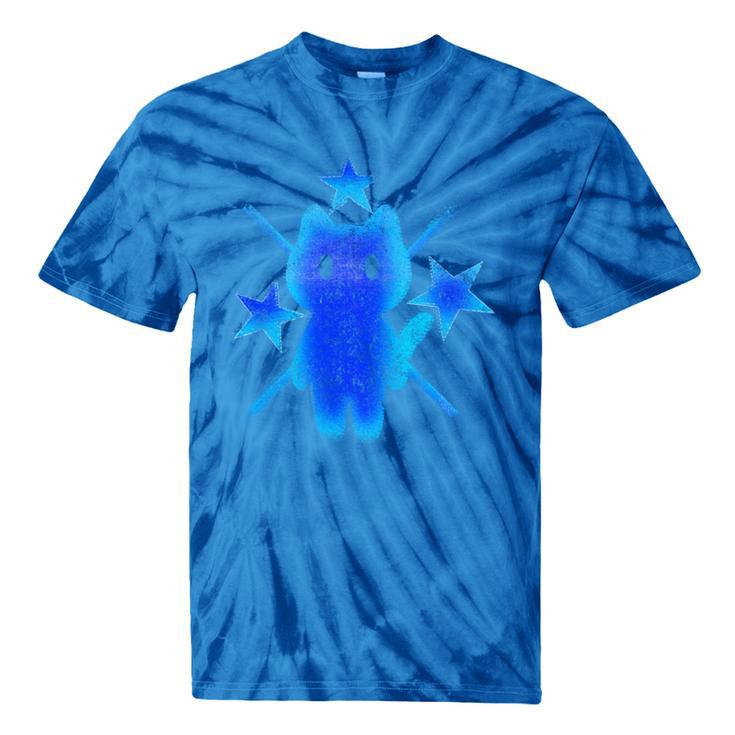 Yk2 Grunge Earthy Blue Cat With Stars Tomboy 90s Nostalgia Tie-Dye T-Shirts