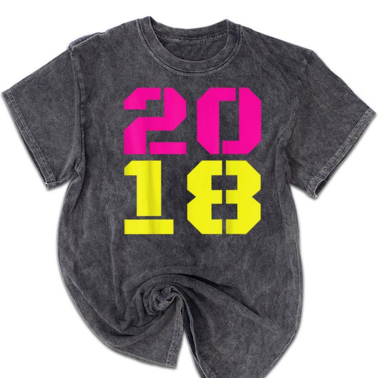 2018 Big Neon Numbers For The New Year Or Graduation Mineral Wash Tshirts