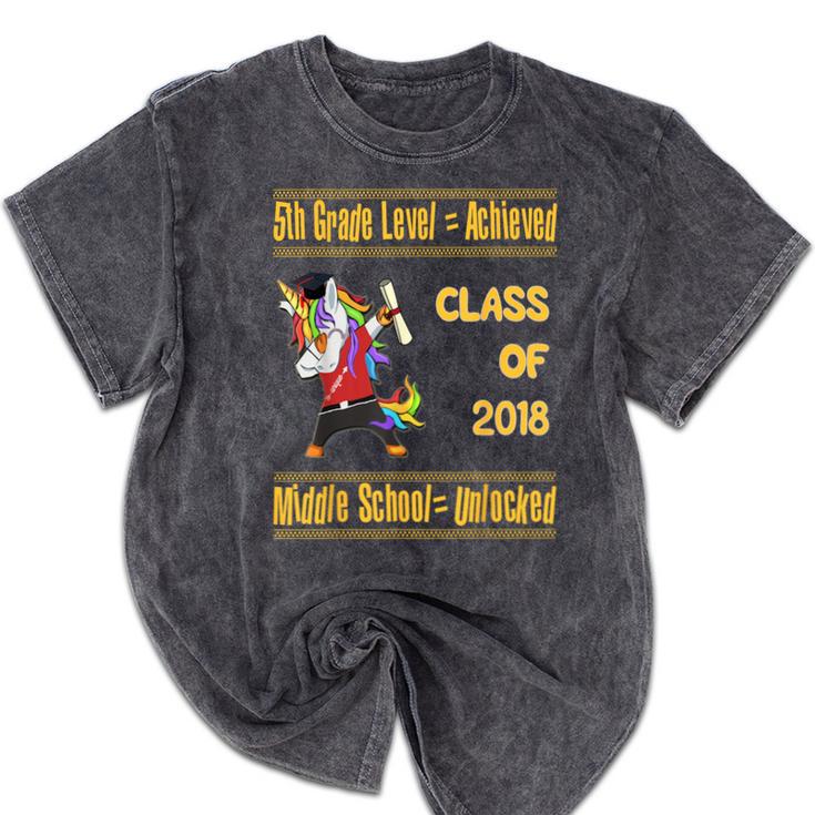 5th Grade Graduation Shirt Dabbing Unicorn Boys Class 2018 Mineral Wash Tshirts