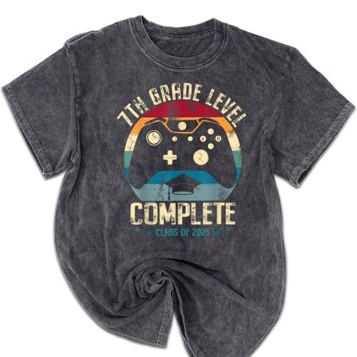 7th Grade Level Complete Gamer Class Of 2025 Graduation Boy Mineral Wash Tshirts