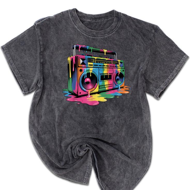 80s 90s Hip Hop Nostalgia Retro Boombox Music Lovers Mineral Wash Tshirts