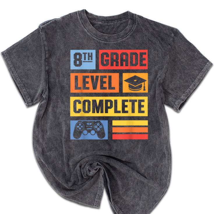 8th Grade Graduation Shirt 2024 Gamer Level Eighth Birthday Mineral Wash Tshirts