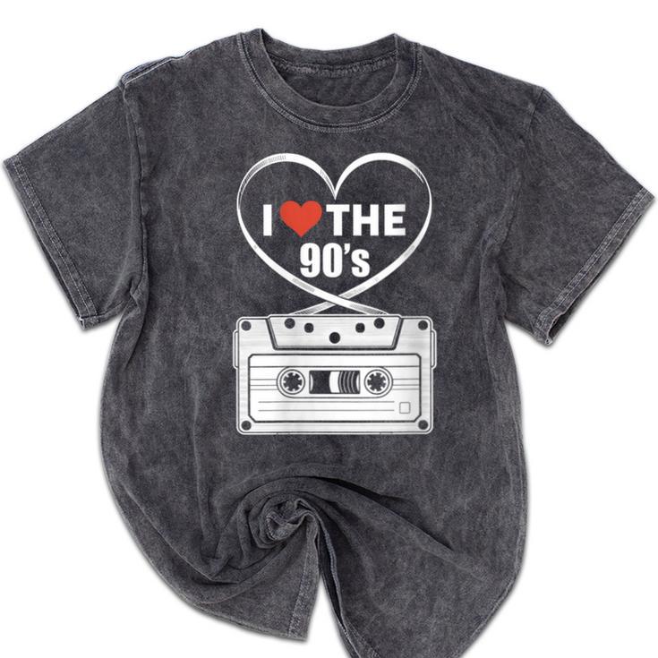 90s Nostalgia Cassette Heart Retro I Love The 90s Mineral Wash Tshirts