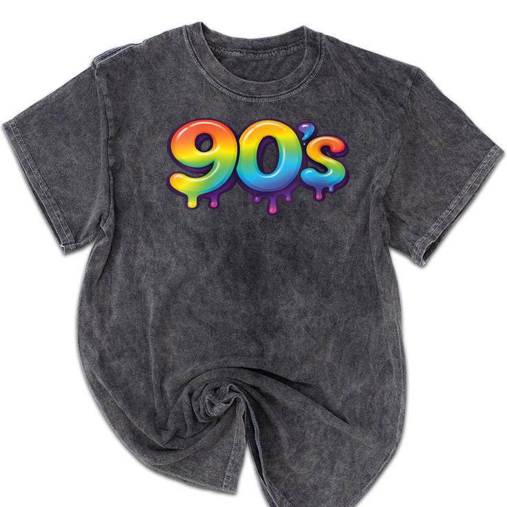 90s Retro Pop Art Rainbow Lips Nostalgia Costume 90s Mineral Wash Tshirts