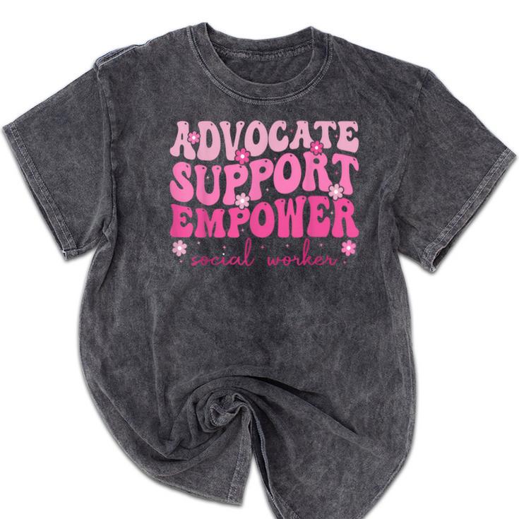 Advocate Support Empower Groovy Social Worker Graduation MSW Mineral Wash Tshirts