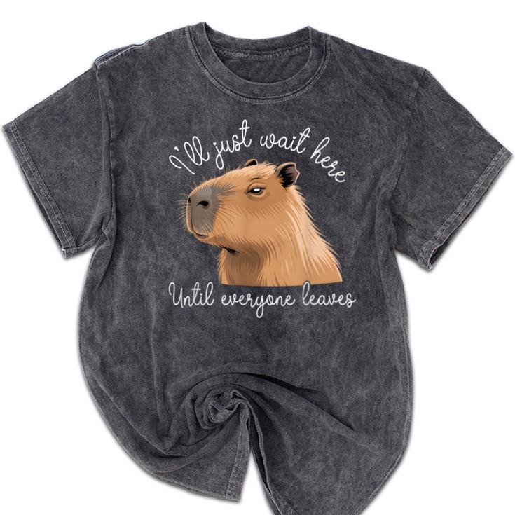 Antisocial Introvert Capybara Sarcastic Humor Mineral Wash Tshirts