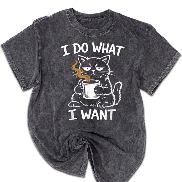 Antisocial Introvert Cat Coffee Sarcastic Attitudes Graphic Mineral Wash Tshirts