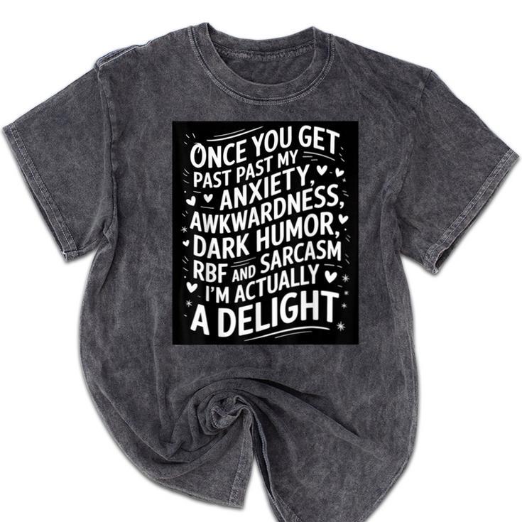 Anxiety Awkward Dark Humor Quote Introverts Sarcastic Mineral Wash Tshirts