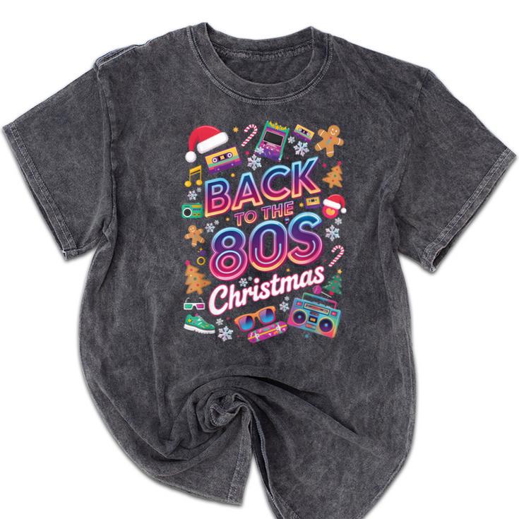 Back To-The 80 s Christmas Retro Cassette Boombox Nostalgia Mineral Wash Tshirts