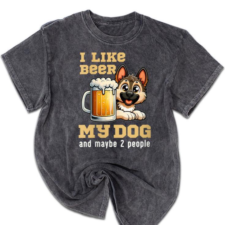 I Like Beer My Dog And Maybe 2 People Introvert Pun Mineral Wash Tshirts