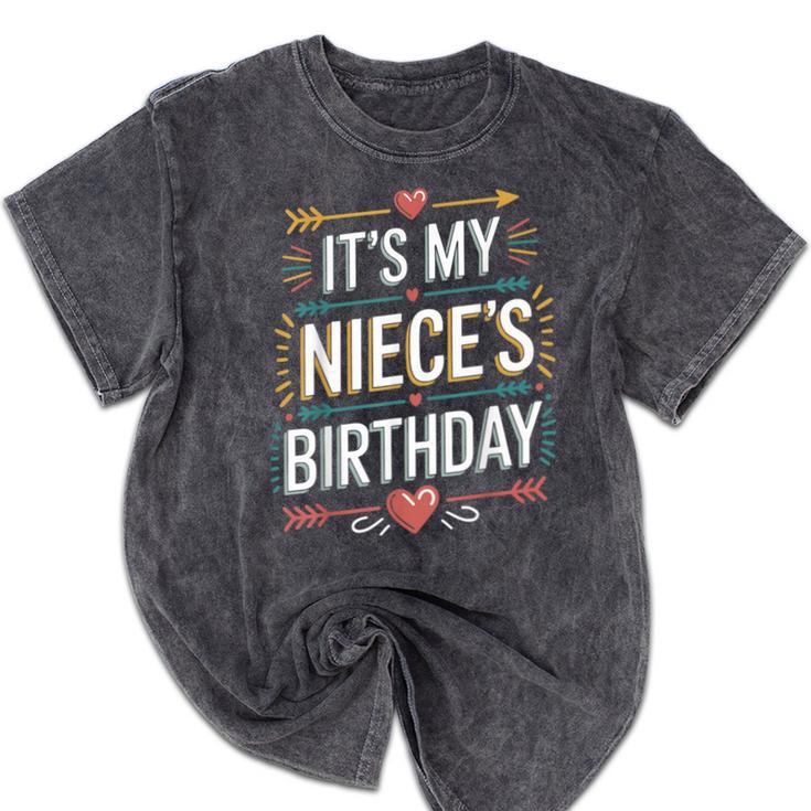 Boho Nostalgia It's My Niece's Birthday Women Kids Mineral Wash Tshirts